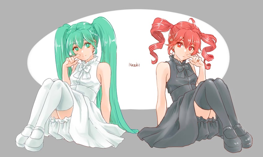 hatsune miku and kasane teto (vocaloid and 1 more) drawn by nazuki