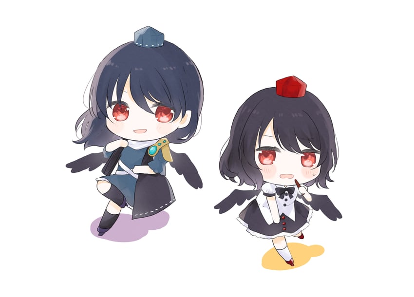 shameimaru aya and iizunamaru megumu (touhou) drawn by umi_(nana_spring)