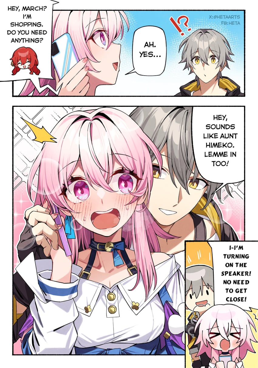 trailblazer, march 7th, caelus, and himeko (honkai and 1 more) drawn by heta