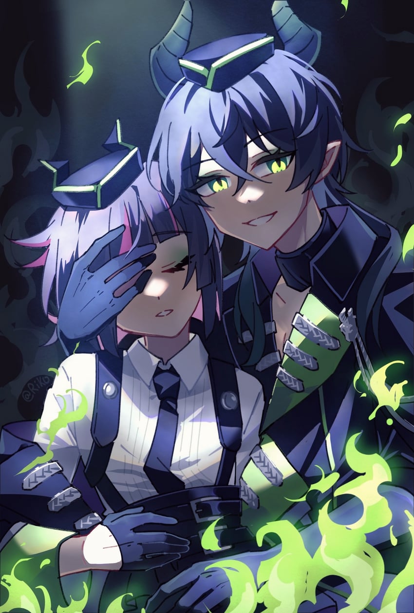 lilia vanrouge and malleus draconia (twisted wonderland) drawn by riko_shinkai