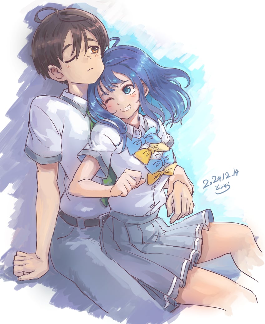 yanami anna and nukumizu kazuhiko (make heroine ga oo sugiru!) drawn by toyosora