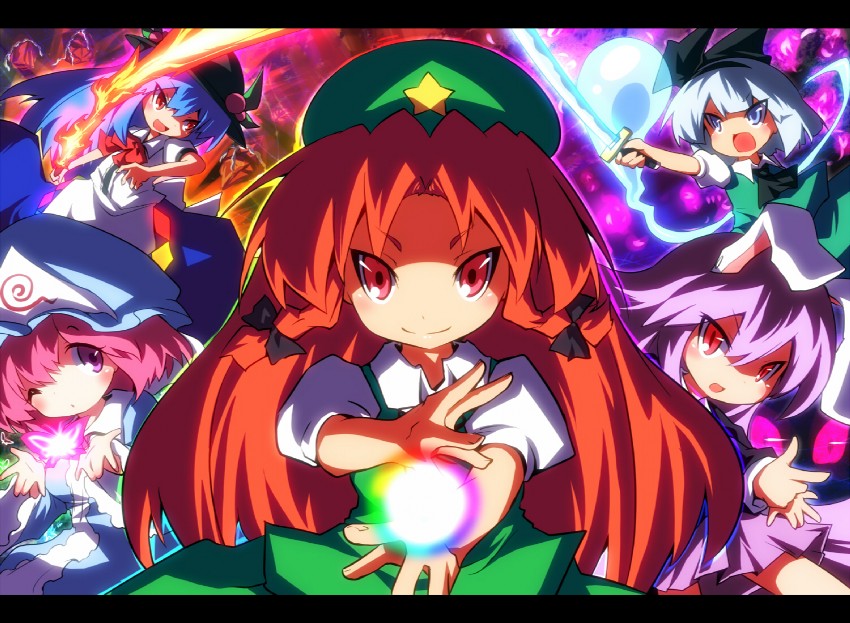 konpaku youmu, reisen udongein inaba, hong meiling, saigyouji yuyuko, and hinanawi tenshi (touhou) drawn by ayakashi_(monkeypanch)
