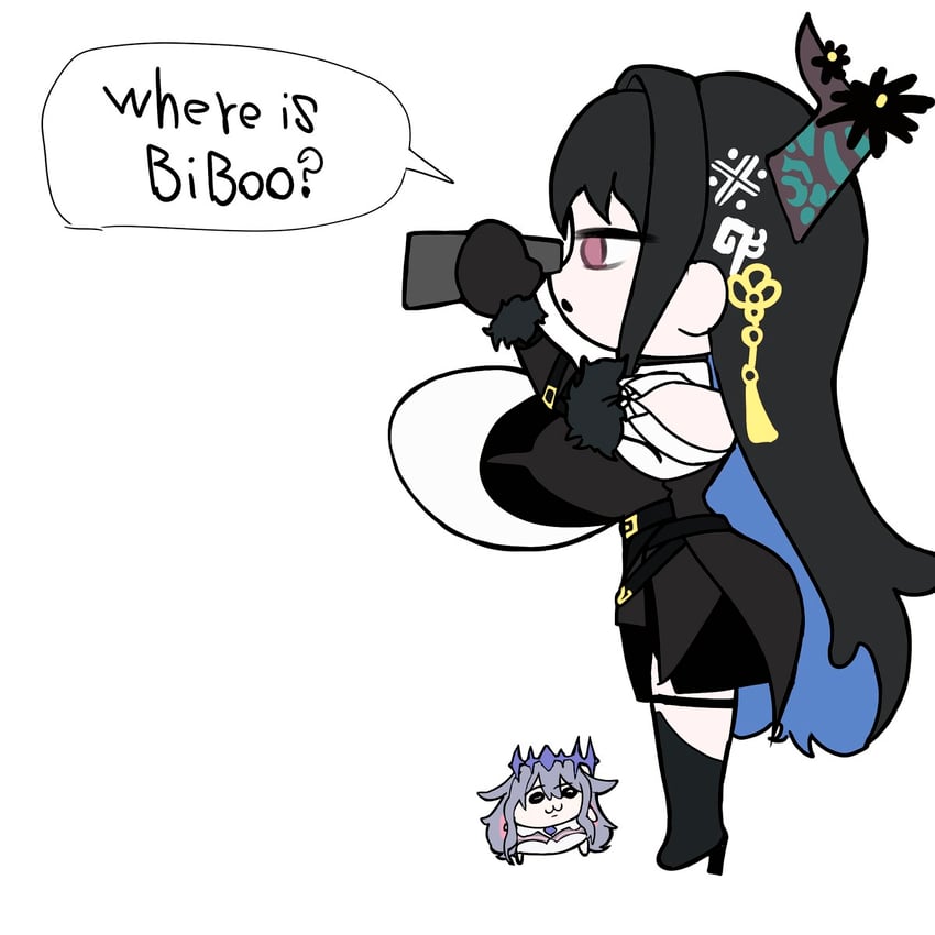 nerissa ravencroft, koseki bijou, and smol biboo (hololive and 1 more) drawn by kaosottehkob