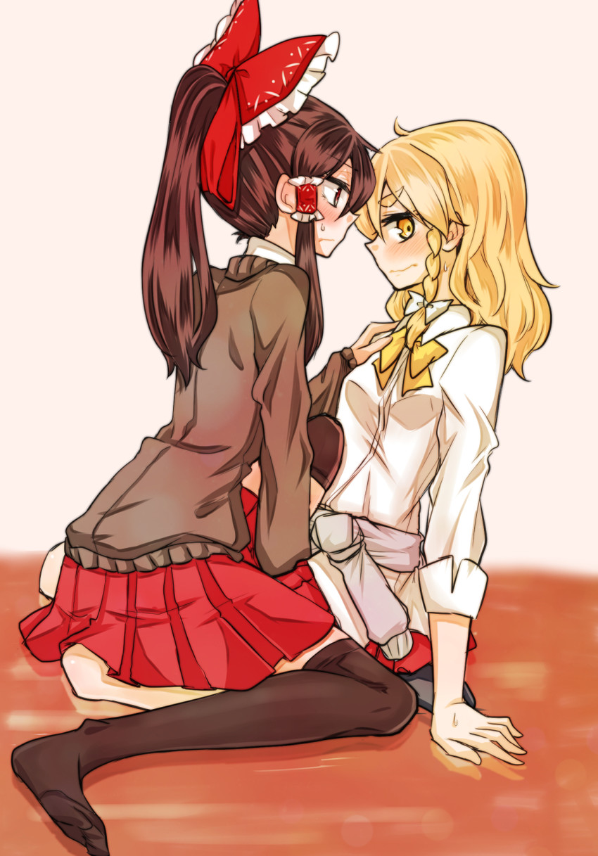 hakurei reimu and kirisame marisa (touhou) drawn by kaya_rio