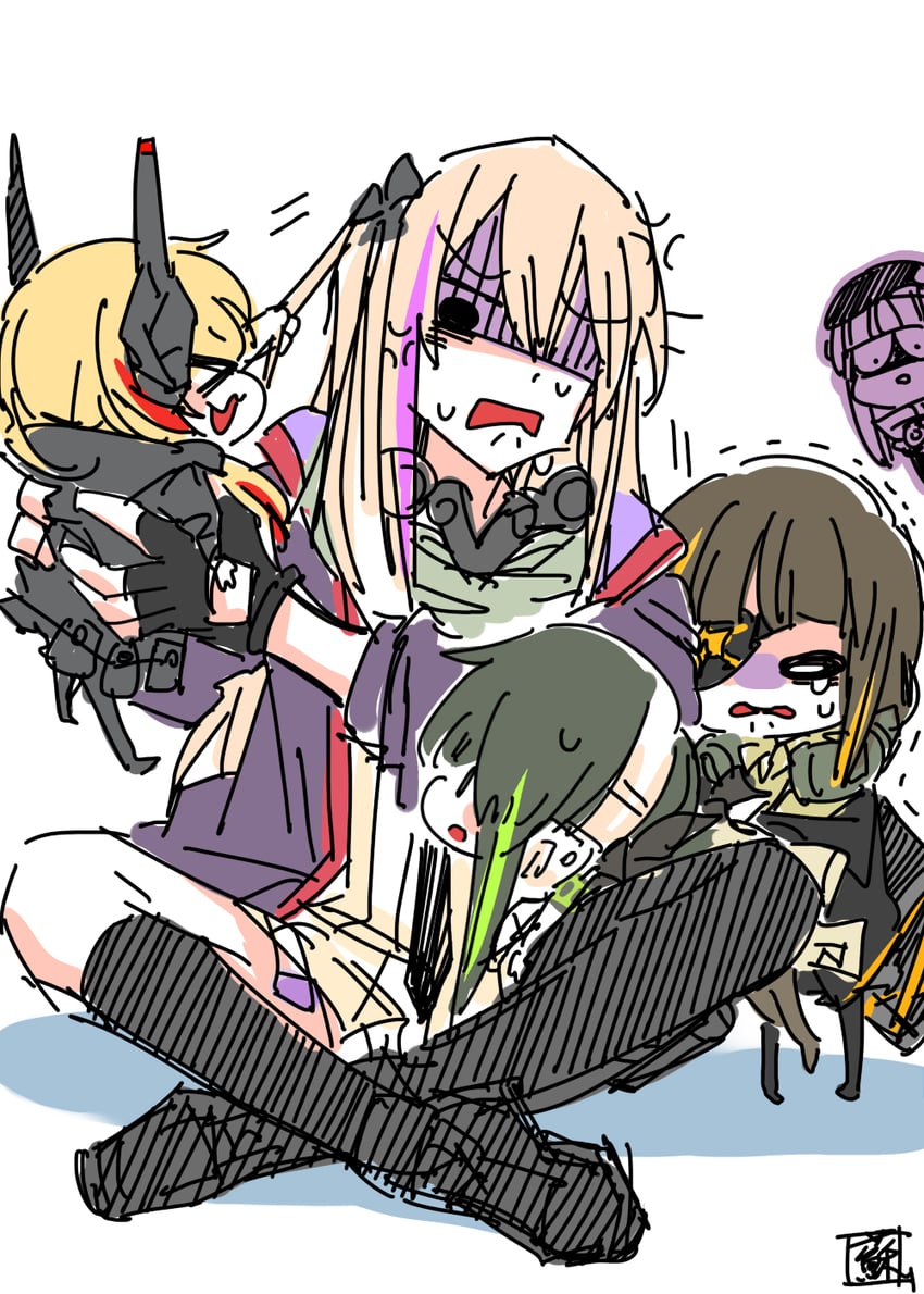 hk416, m16a1, m4a1, m4 sopmod ii, and st ar-15 (girls' frontline) drawn by su_xiao_jei