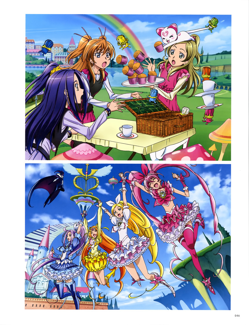 houjou hibiki, minamino kanade, cure melody, kurokawa eren, shirabe ako, and 12 more (precure and 1 more) drawn by takahashi_akira