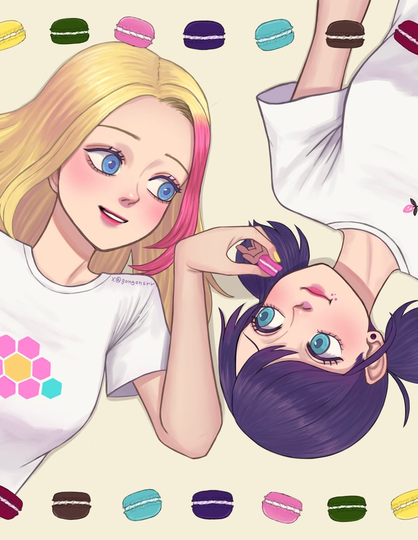 marinette dupain-cheng and zoe lee (miraculous ladybug) drawn by gongonsrr