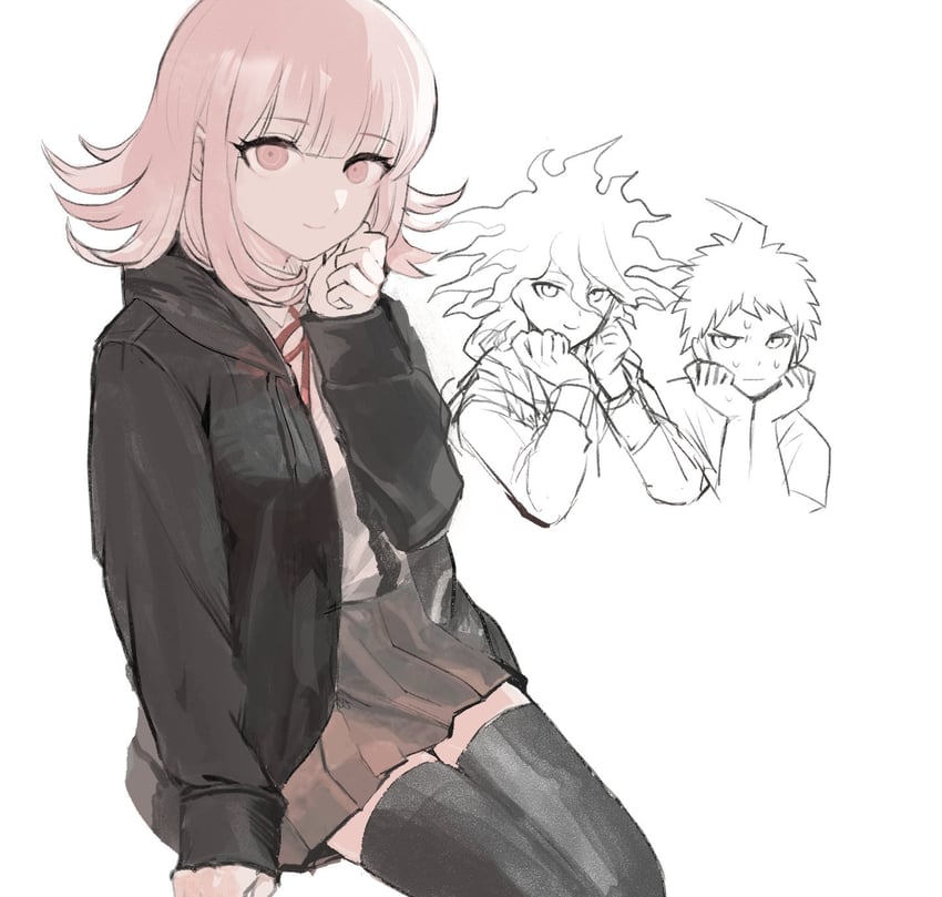 nanami chiaki, komaeda nagito, and hinata hajime (danganronpa and 1 more) drawn by e_fghij