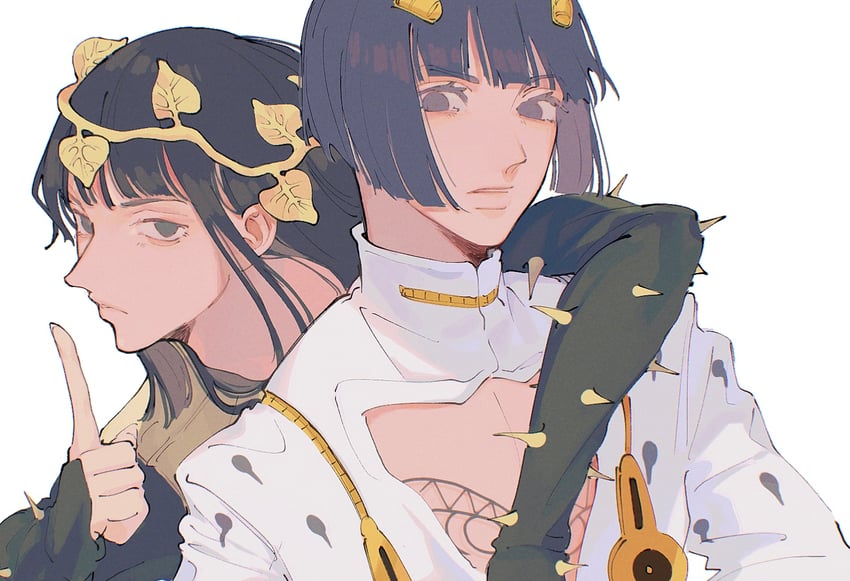 bruno bucciarati and yagiyama yotsuyu (jojo no kimyou na bouken and 2 more) drawn by inanashil