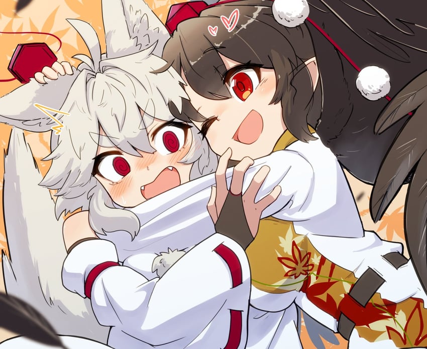 shameimaru aya and inubashiri momiji (touhou) drawn by uisu_(noguchipint)
