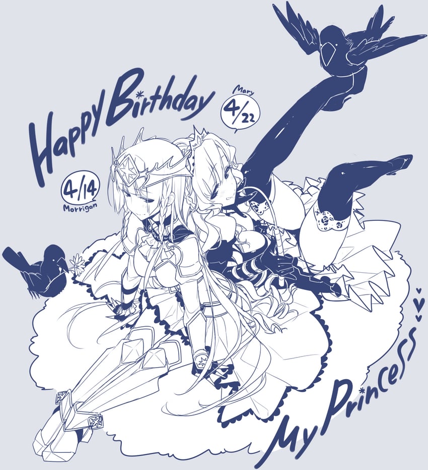 morrigan rufei, morigan raven, and queen mary (uchi no hime-sama ga ichiban kawaii) drawn by giuniu