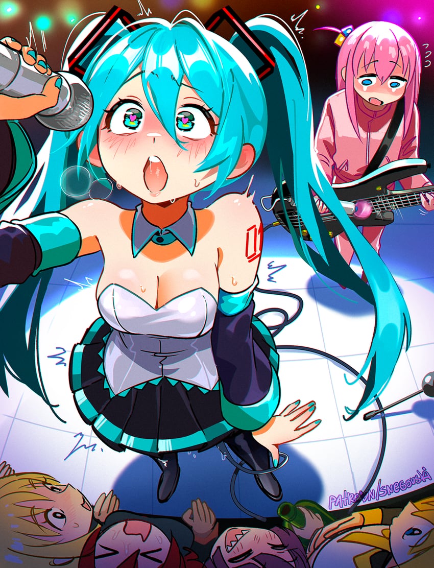 hatsune miku, kagamine len, gotoh hitori, kasane teto, ijichi nijika, and 1 more (vocaloid and 2 more) drawn by snegovski