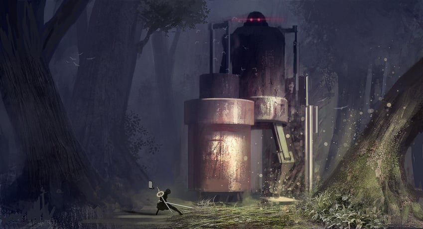 2b and pod (nier and 1 more) drawn by monolith_(virtual_illust)