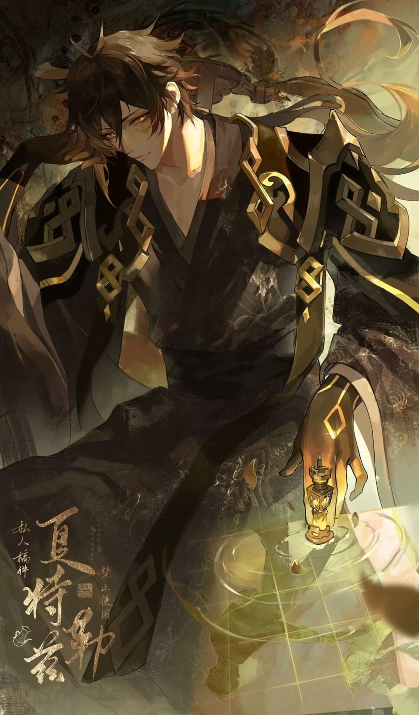 zhongli and tartaglia (genshin impact) drawn by xiateleizi1