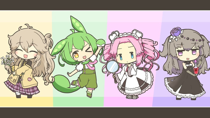 zundamon, kasukabe tsumugi, shikoku metan, and meimei himari (voiceroid and 2 more) drawn by akihiyo