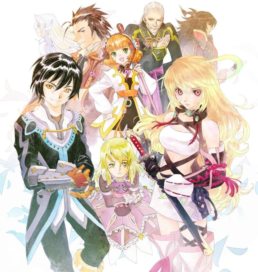 milla maxwell, jude mathis, alvin, elize lutus, teepo, and 4 more (tales of and 1 more) drawn by fujishima_kousuke and inomata_mutsumi