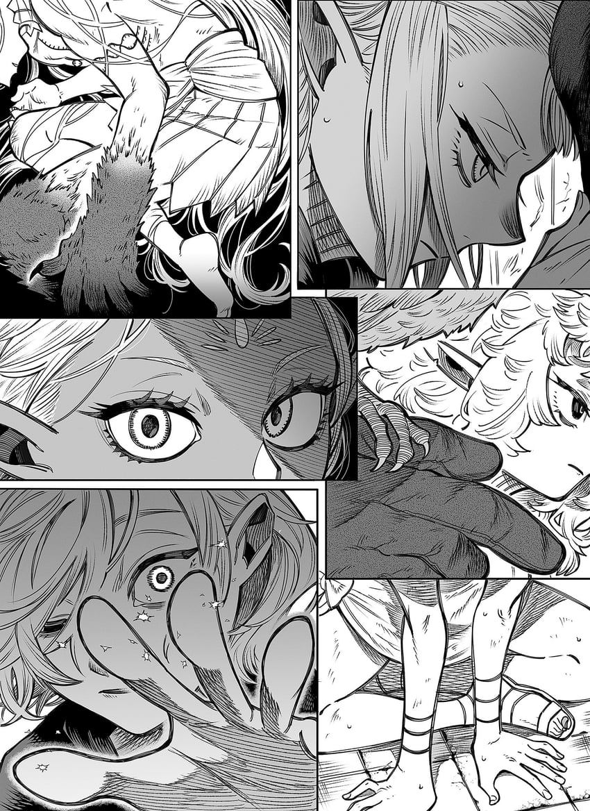 mithrun, fleki, lycion, pattadol, cithis, and 1 more (dungeon meshi) drawn by moku_(l1ccldyctt43918)