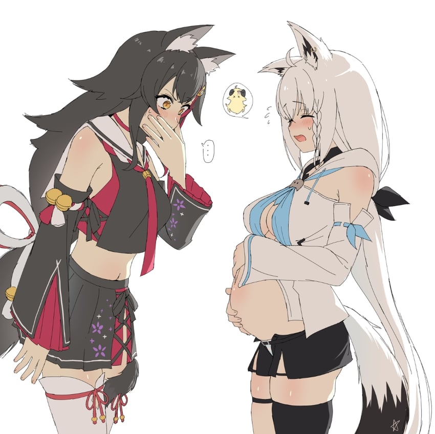 shirakami fubuki, ookami mio, and tsunomaki watame (hololive) drawn by norigure18