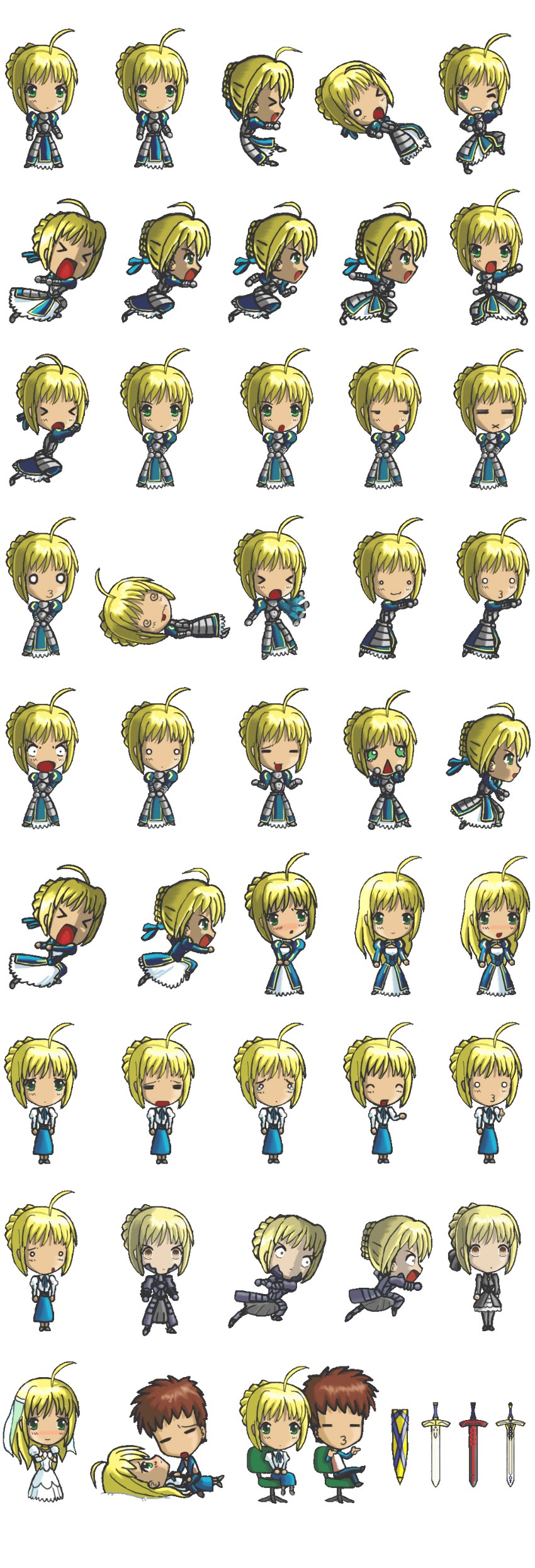 artoria pendragon, saber, and emiya shirou (fate and 1 more) drawn by velox