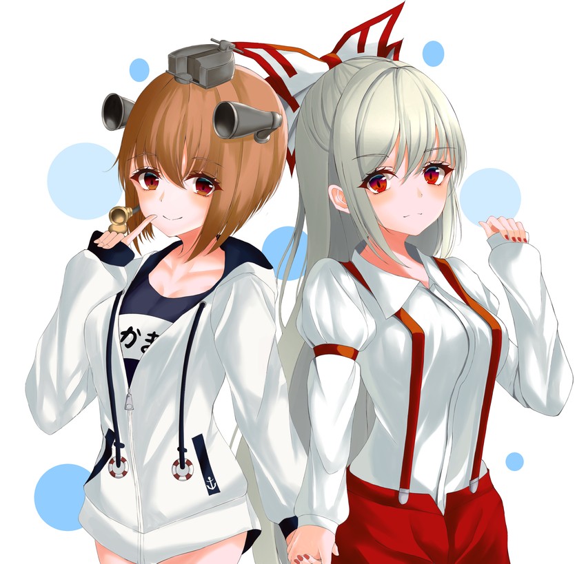 fujiwara no mokou and yukikaze (touhou and 1 more) drawn by 7saki
