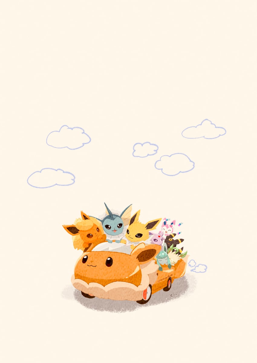 eevee, sylveon, umbreon, glaceon, vaporeon, and 4 more (pokemon) drawn by zozozoshion