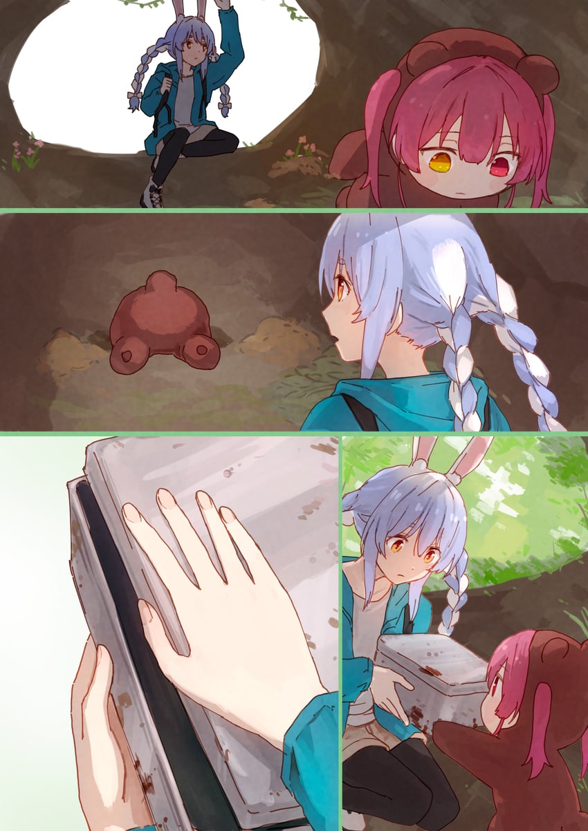 houshou marine, usada pekora, and houshou kumarine (hololive) drawn by yami_ara