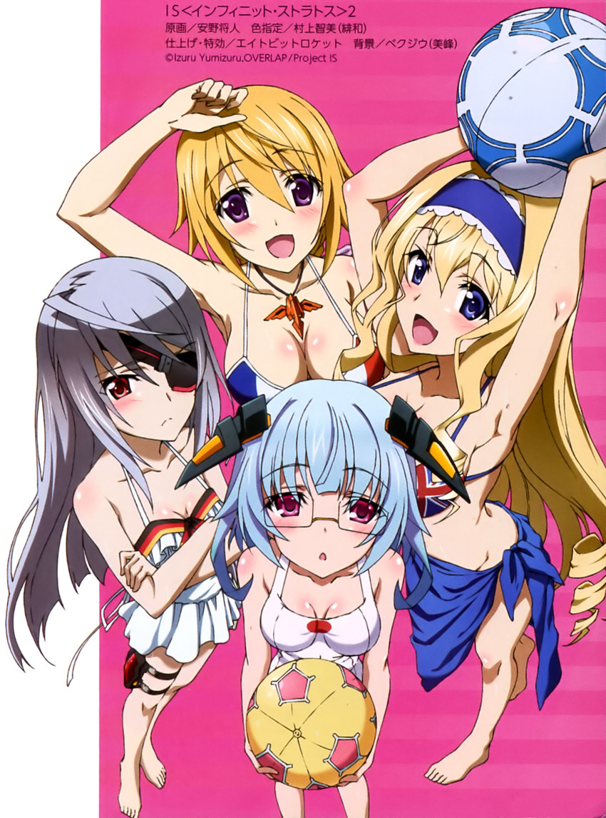 charlotte dunois, cecilia alcott, laura bodewig, and sarashiki kanzashi (megami magazine and 1 more) drawn by anno_masato