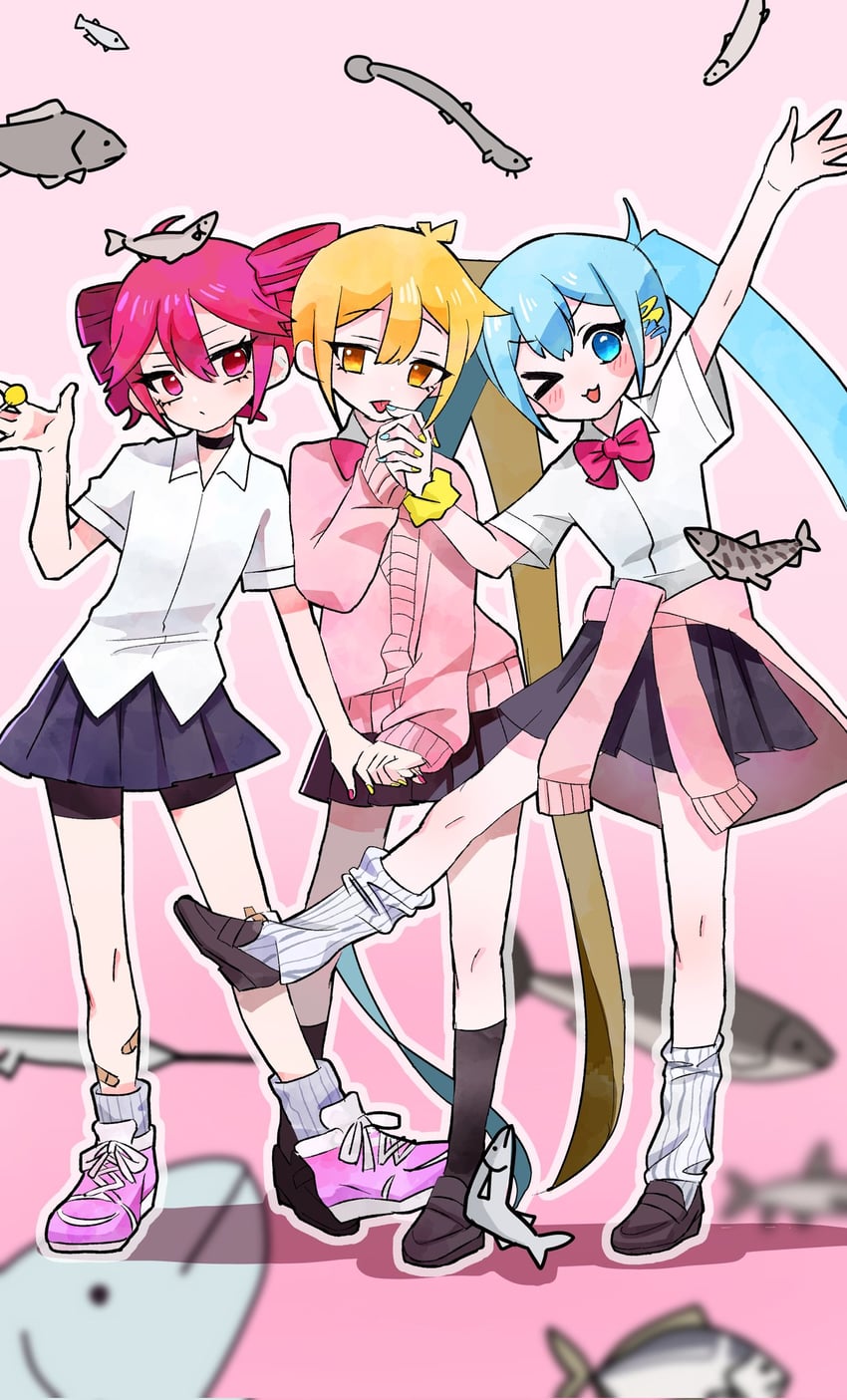 hatsune miku, kasane teto, and akita neru (vocaloid and 2 more) drawn by miho_h20