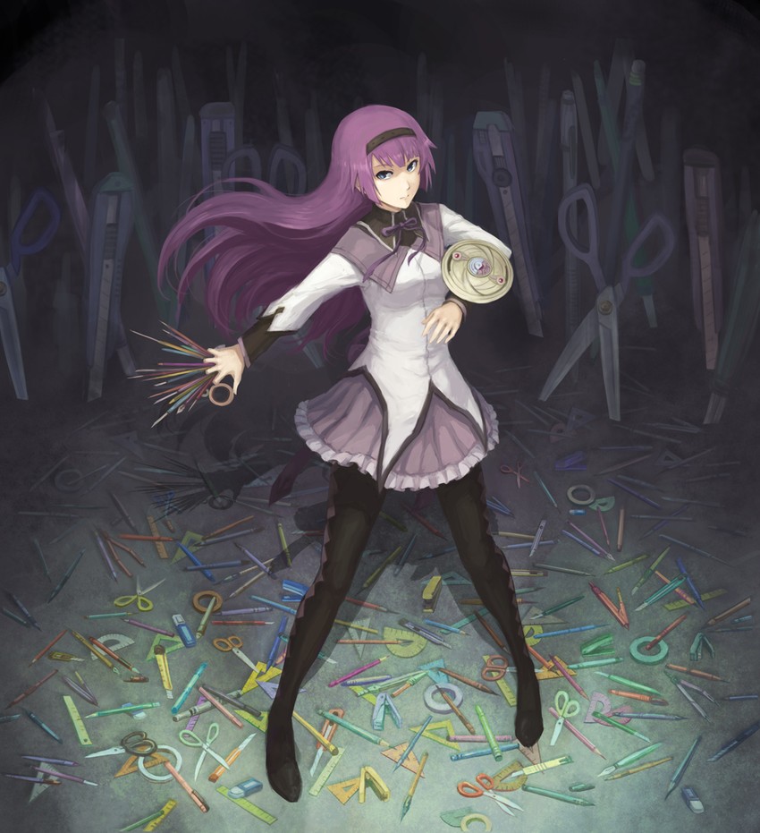 akemi homura, senjougahara hitagi, and saitou chiwa (fate and 4 more) drawn by haoni