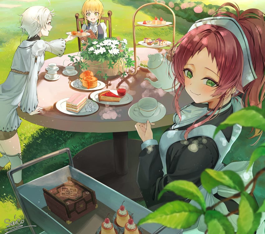 sylphiette, norn greyrat, and aisha greyrat (mushoku tensei) drawn by marbo_(saico556)