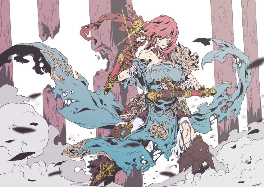 warrior of light, monk, and linmei quan (original and 2 more) drawn by andojing