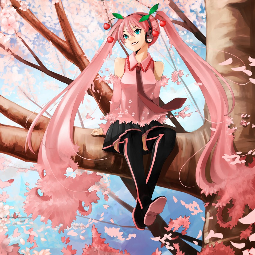 hatsune miku and sakura miku (vocaloid) drawn by eiji_(eiji)