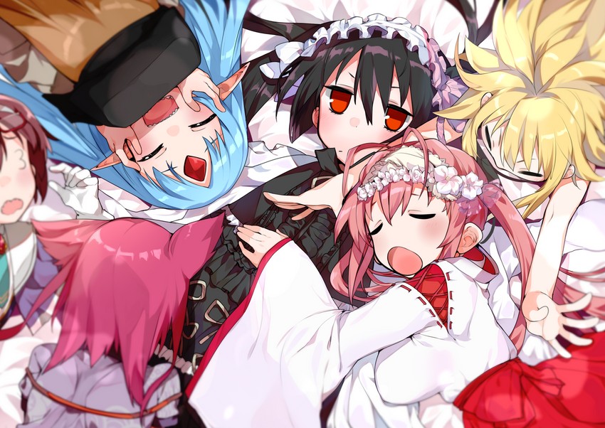 reset kalar, el mofus, mix tou, lelikov helman, tokugawa tone, and 2 more (rance and 1 more) drawn by shikosour