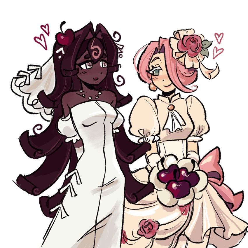 black forest cookie and wedding cake cookie (cookie run and 1 more) drawn by mako_ronii