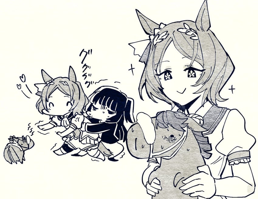 narita brian, sakura laurel, and akeishi tsubaki (umamusume and 1 more) drawn by takatsuki_nato