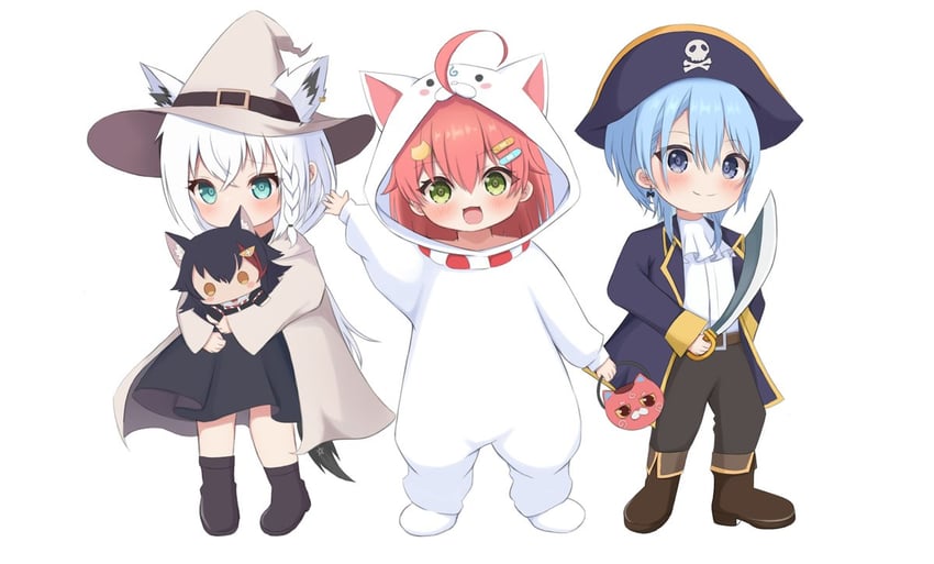 shirakami fubuki, hoshimachi suisei, sakura miko, ookami mio, 35p, and 1 more (hololive) drawn by necorate37458