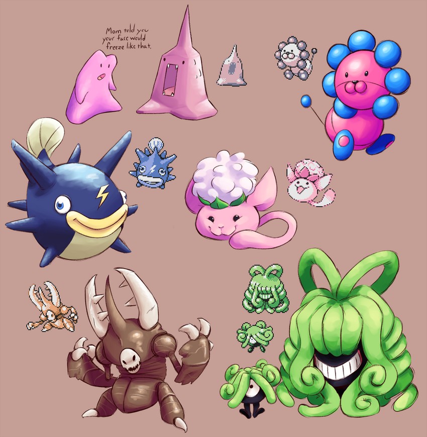 ditto, animon, monja, wataneko, jaranra, and 3 more (pokemon and 1 more) drawn by cubicflan