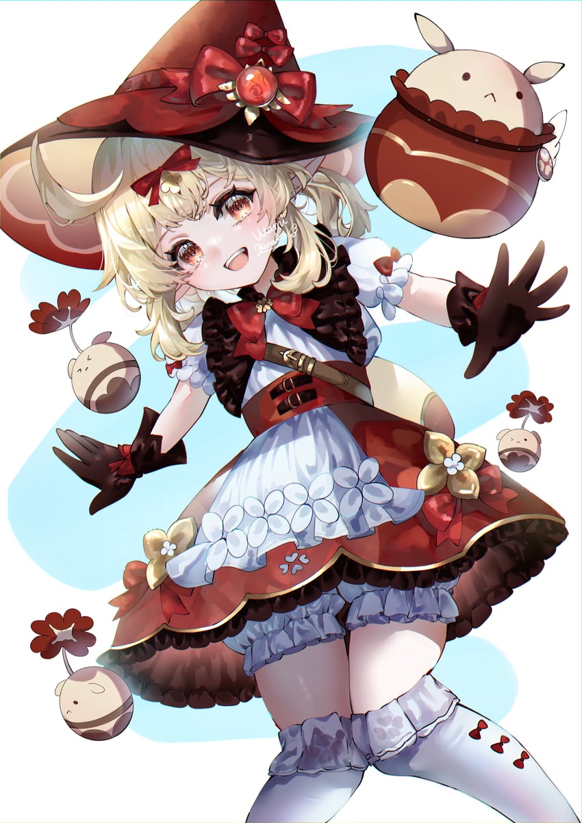 jumpy dumpty and klee (genshin impact) drawn by utami_kinako