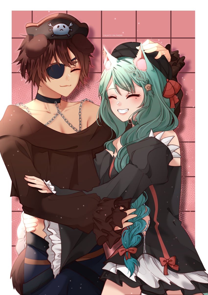 remi chatte and kaizoku kaito (indie virtual youtuber) drawn by falia72