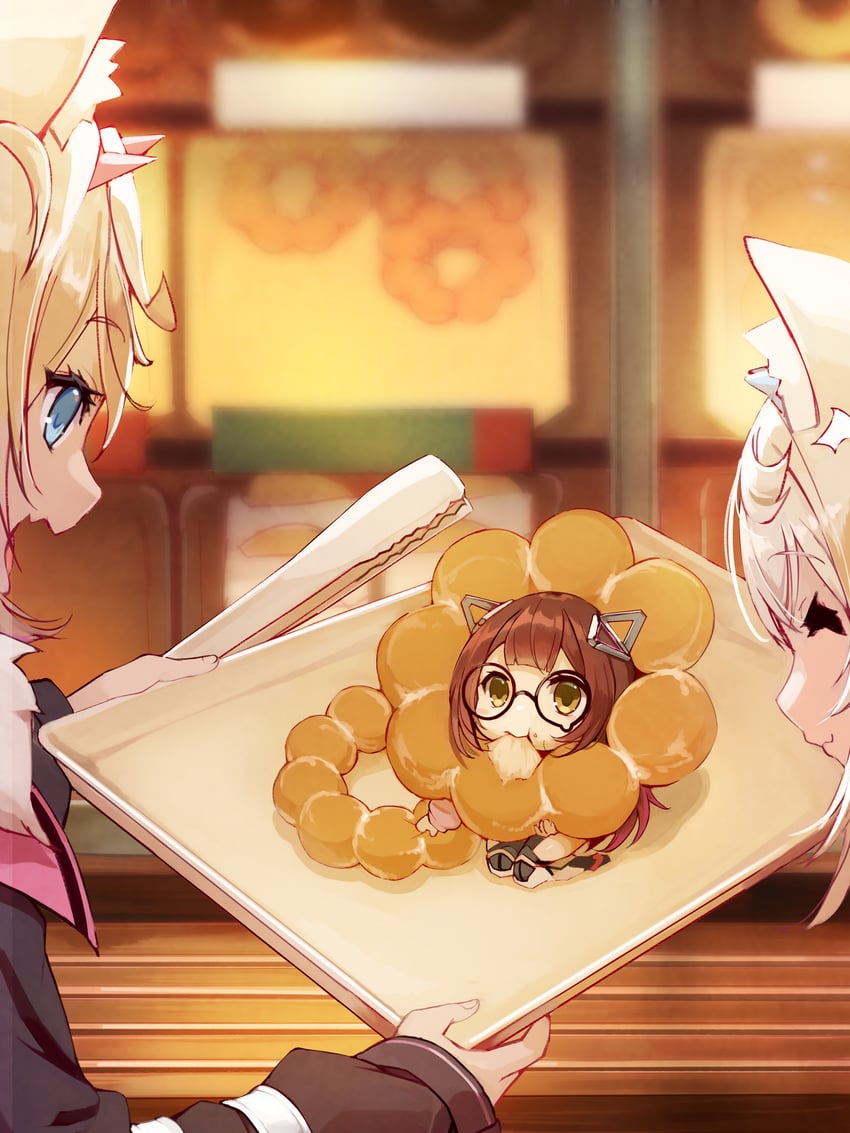 fuwawa abyssgard, mococo abyssgard, and roboco-san (hololive and 1 more) drawn by sue_(bg-bros)