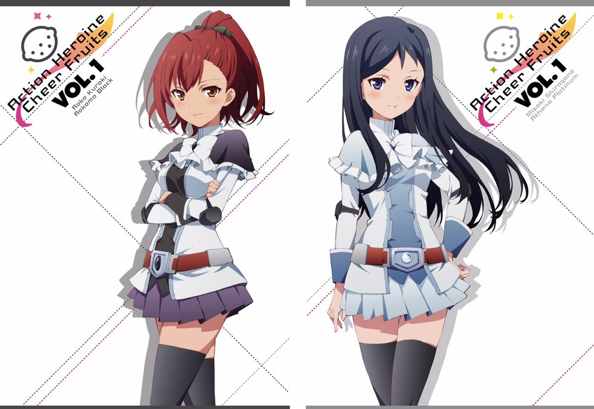 shirogane misaki and kuroki roko (action heroine cheer fruits) drawn by ide_naomi