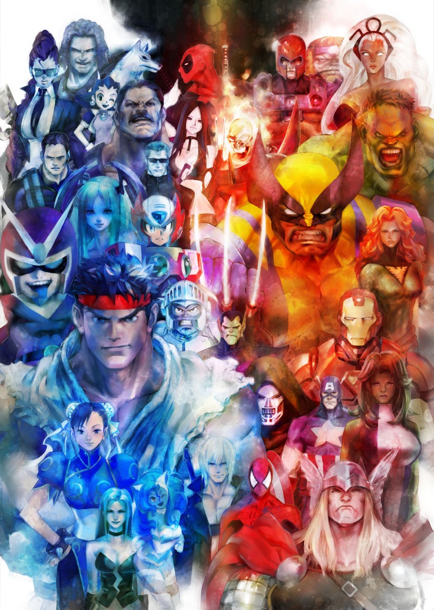 chun-li, morrigan aensland, zero, ryu, dante, and 30 more (street fighter and 21 more) drawn by bengus
