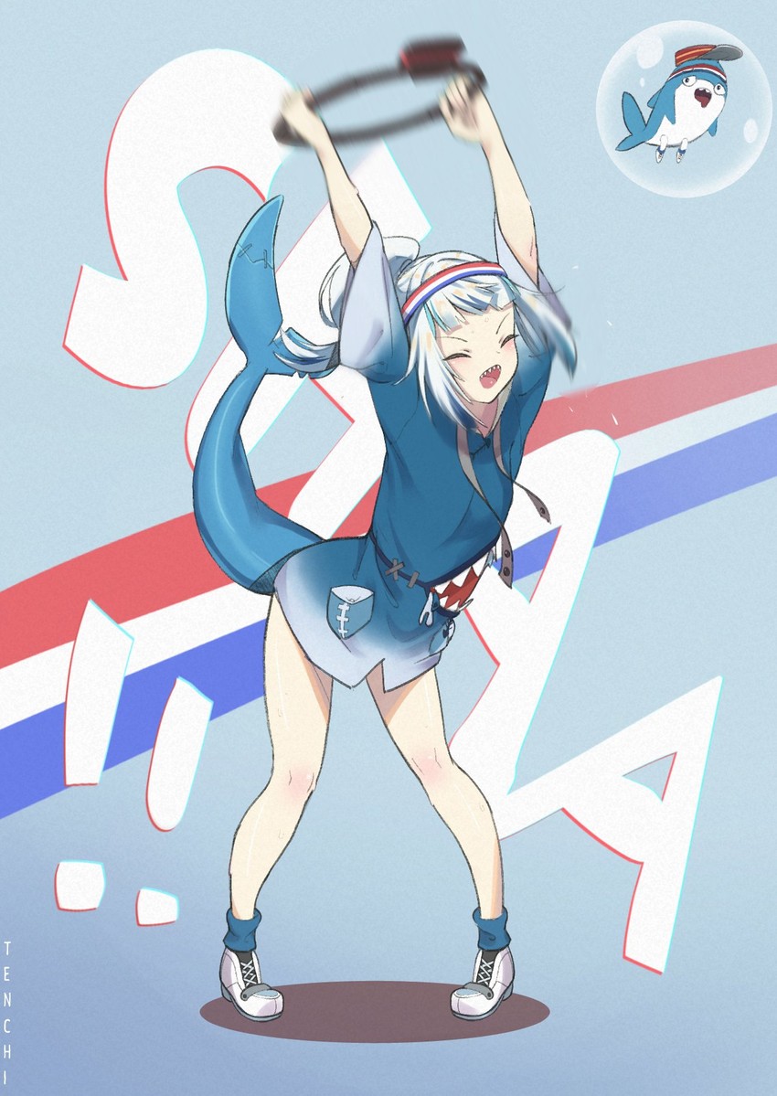 gawr gura and bloop (hololive and 3 more) drawn by tenchi_mayo