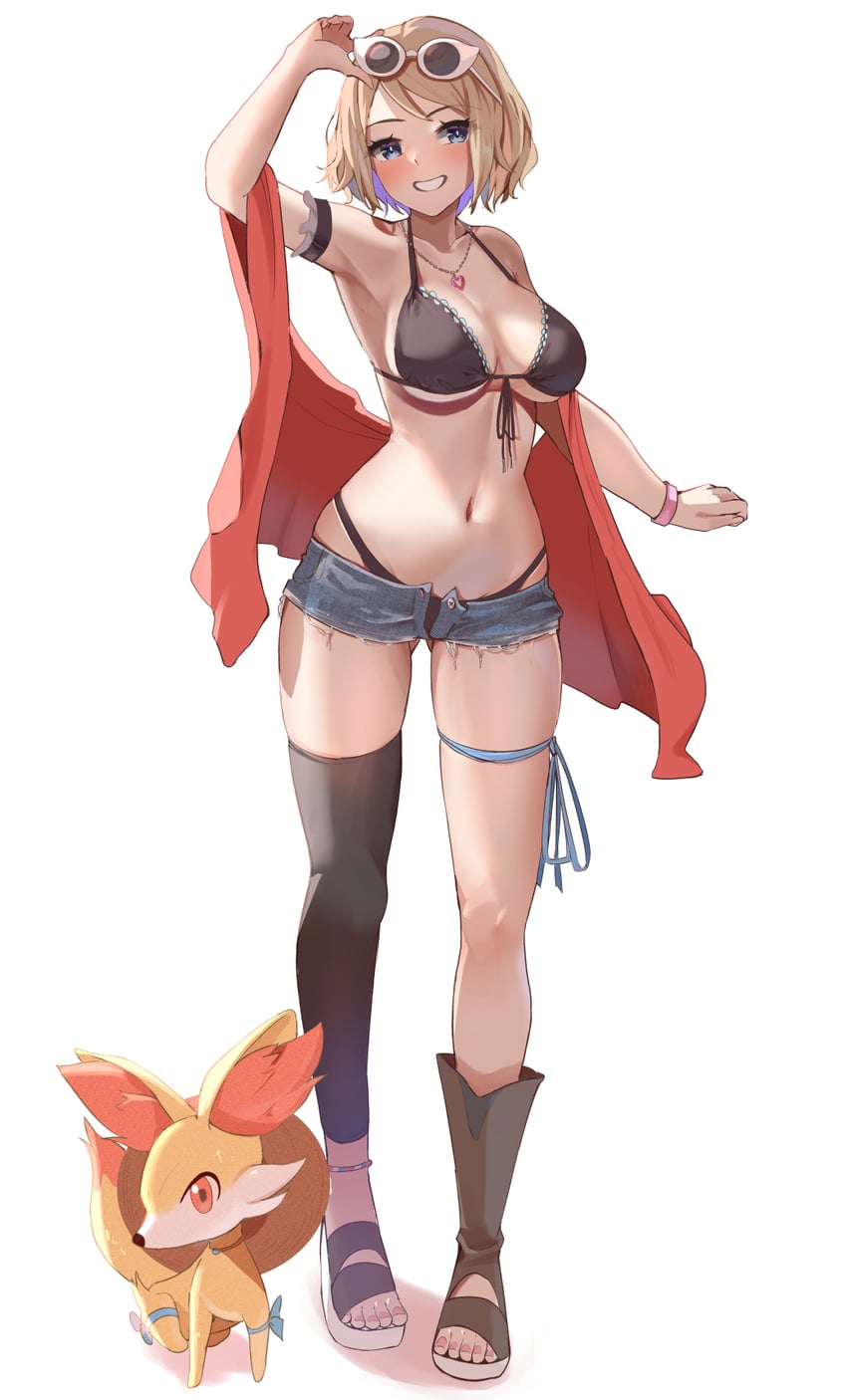 serena and fennekin (pokemon and 1 more) drawn by momdy_(talesshinja)