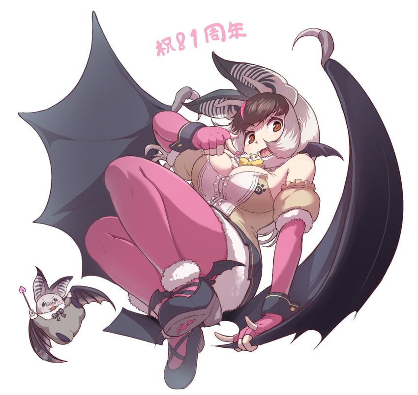 brown long-eared bat and poporu (kemono friends and 1 more) drawn by okyao
