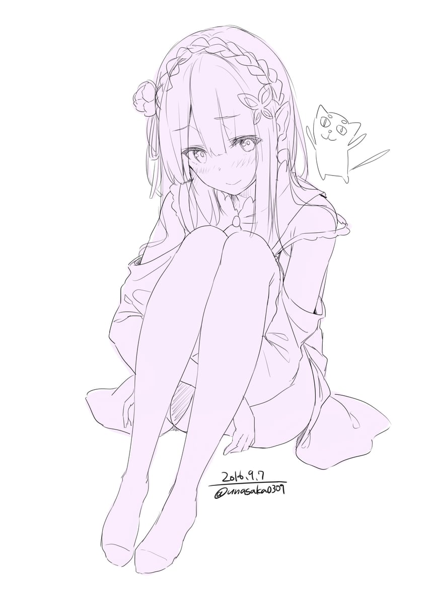 emilia (re:zero kara hajimeru isekai seikatsu) drawn by unasaka_ryou