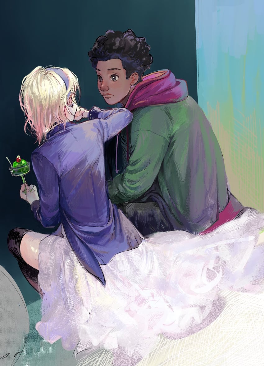 gwen stacy and miles morales (marvel and 3 more) drawn by ch_walnut