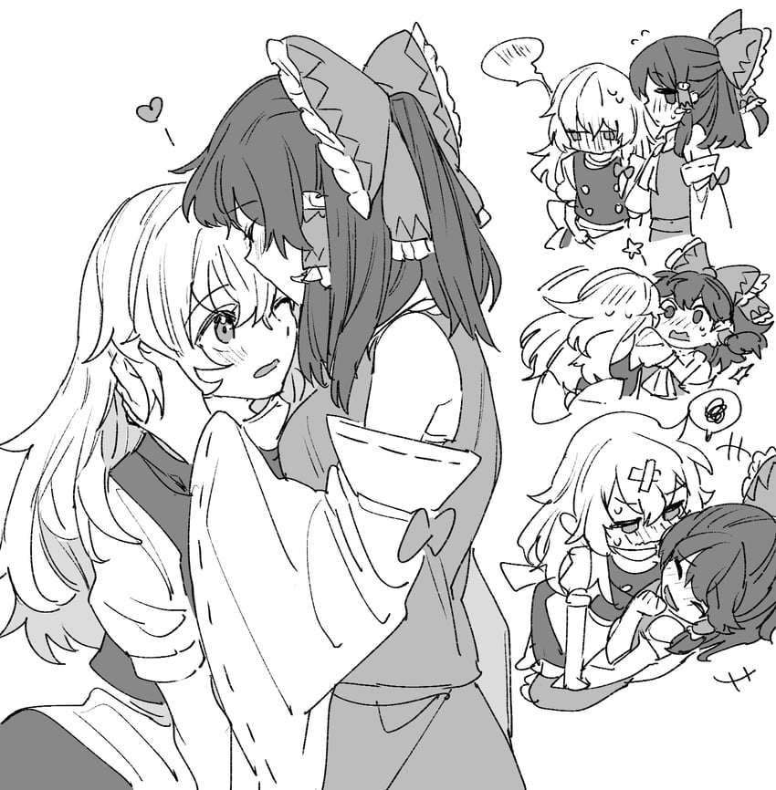 hakurei reimu and kirisame marisa (touhou) drawn by mero_(starfish_jcs)