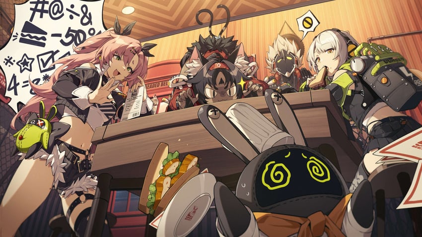nicole demara, anby demara, amillion, nekomiya mana, and billy kid (zenless zone zero)