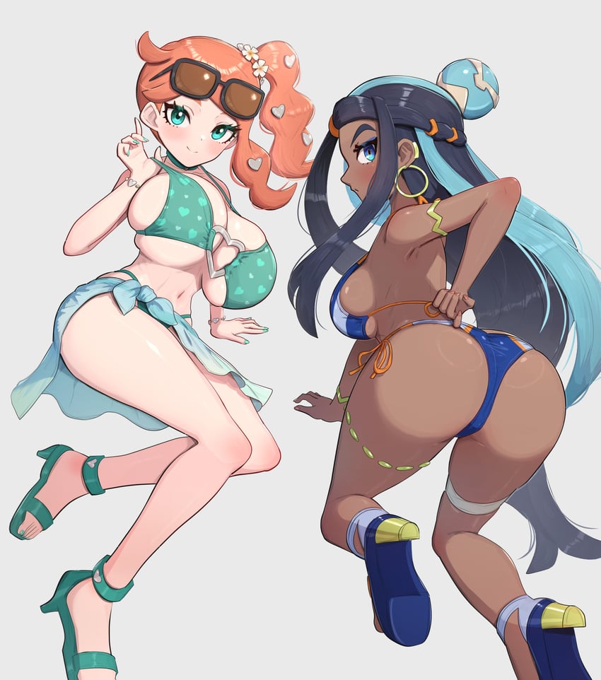 nessa and sonia (pokemon and 1 more) drawn by gonzarez